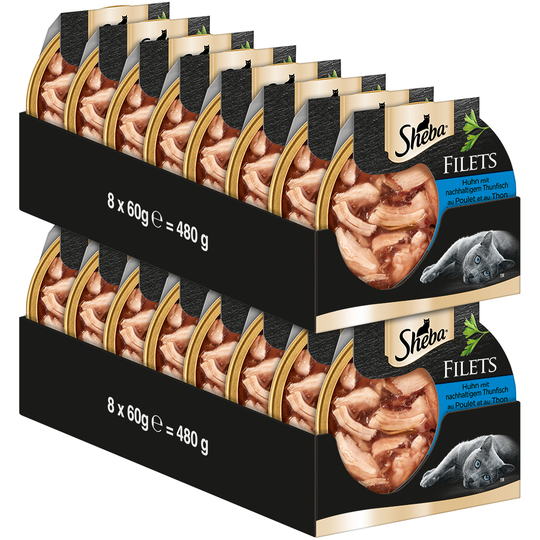 6 x 50 g Sheba-pussiruoat erikoishintaan! - Feine Filets - kana & tonnikala (16 x 60 g)