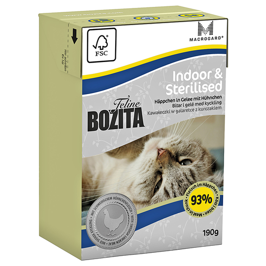Bozita Feline -säästöpakkaus 64 x 190 g - lajitelma: Indoor & Sterilised + Sensitive Hair & Skin