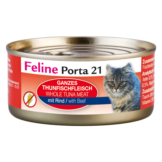 Feline Porta 21 -säästöpakkaus 24 x 156 g - tonnikala & naudanliha (viljaton)