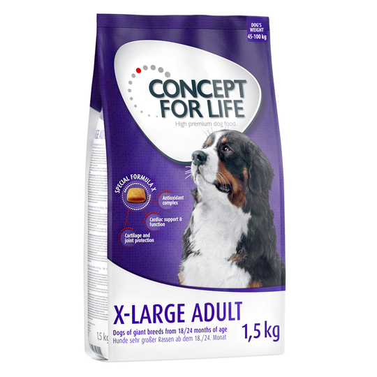 1 kg / 1,5 kg Concept for Life -koiranruokaa kokeiluhintaan! - 1,5 kg X-Large Adult