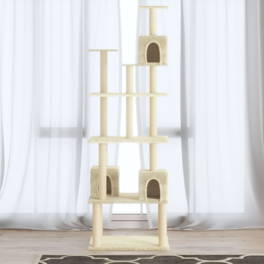 vidaXL Kissan kiipeilypuu sisal- raapimispylväillä kerma 188 cm