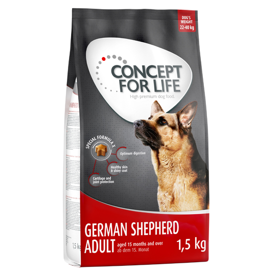 1 kg / 1,5 kg Concept for Life -koiranruokaa kokeiluhintaan! - 1,5 kg German Shepherd Adult