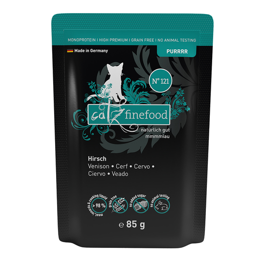 catz finefood Purrrr Pouch -säästöpakkaus: 16 x 85 g - No. 121 - peura
