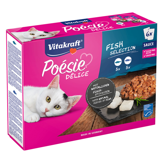5 + 1 kaupan päälle! 6 x 85 g Vitakraft Poésie DéliSauce -sekoitus - kalasekoitus