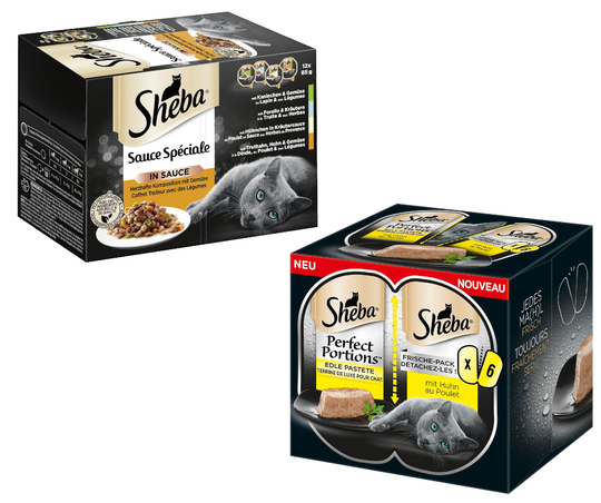48 x 85 g Sheba-rasiat + 48 x 37,5 g Perfect Portions -kanaruokaa erikoishintaan! - Sauce Speciale