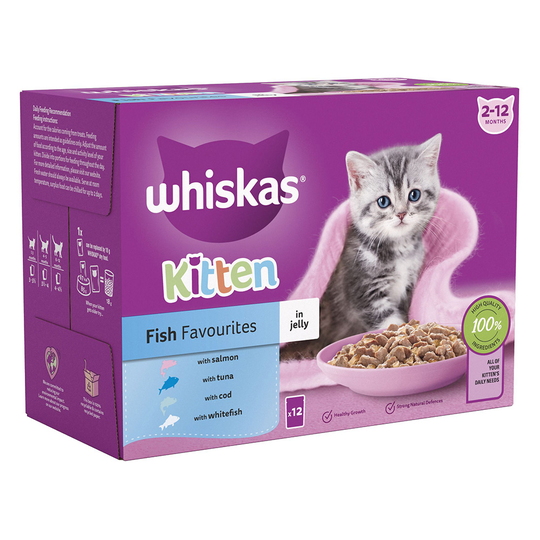 Whiskas Junior Pouches -lajitelma 12 x 85 g - kalavalikoima hyytelössä