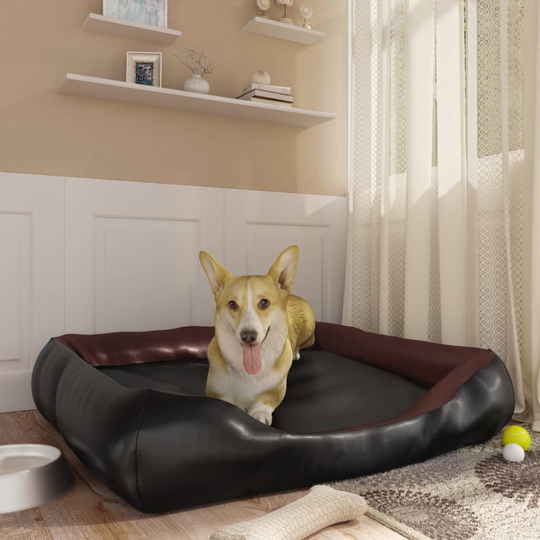 vidaXL Koiran peti musta ja ruskea 105x80x25 cm keinonahka