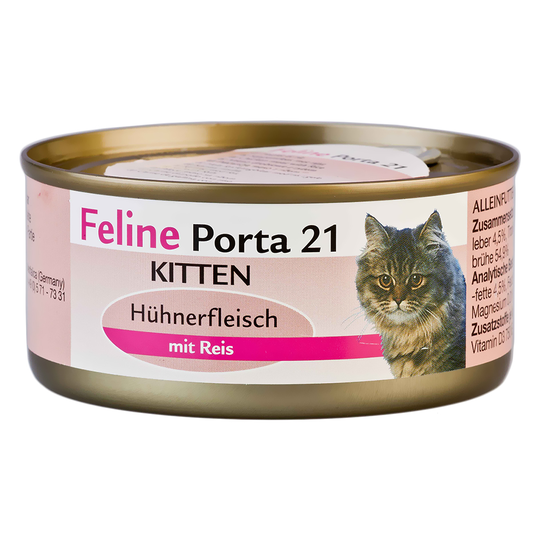 Feline Porta 21 Kitten, kana & riisi - 48 x 156 g