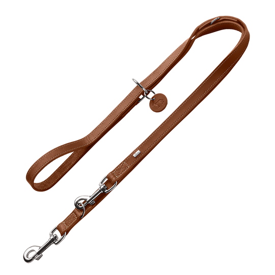 HUNTER Aalborg säädettävä talutushihna, konjakki - 200 cm pitkä, 13 mm leveä