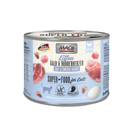 MAC´s Cat -kissanruoka 6 x 200 g - Kitten (vasikka & kanansydän)