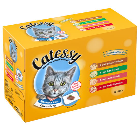 Catessy hyytelöllä, monta makua - 12 x 100 g, 4 eri makua