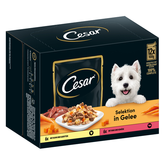 Cesar Selection - lihaa ja kasviksia hyytelössä - 24 x 100 g