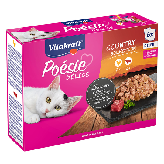 5 + 1 kaupan päälle! 6 x 85 g Vitakraft Poésie DéliSauce -sekoitus - Country Selection