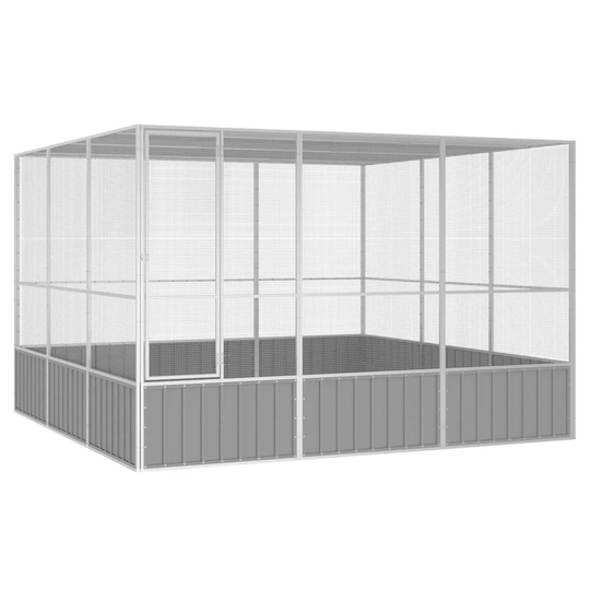 vidaXL Lintuhäkki harmaa 302,5x324,5x211,5 cm galvanoitu teräs