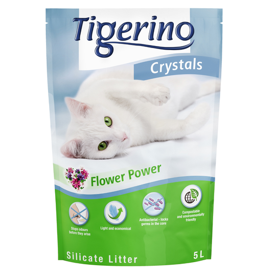Tigerino Crystals Flower-Power -kissanhiekka - säästöpakkaus: 6 x 5 l