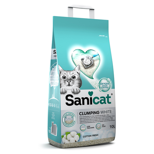 Sanicat White Cotton paakkuuntuva kissanhiekka - 10 l