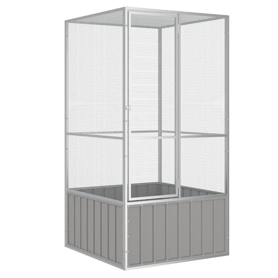 vidaXL Lintuhäkki harmaa 111x107x211,5 cm galvanoitu teräs
