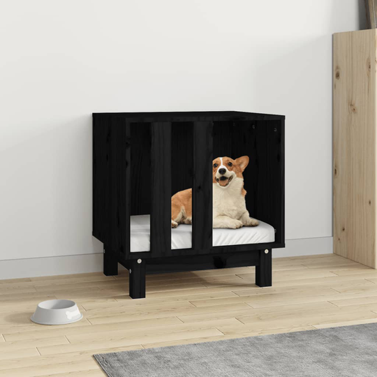 vidaXL Koirankoppi musta 50x40x52 cm täysi mänty