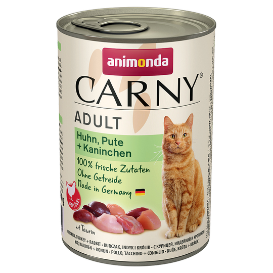 Animonda Carny kissanruoka 24 x 400 g: 20 + 4 kaupan päälle! - Adult: kana, kalkkuna & kani