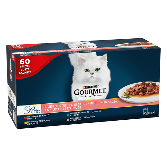 Gourmet Perle -lajitelma 60 x 85 g - nauta + kani + lohi + kana