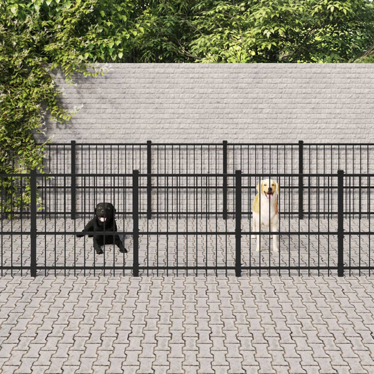 vidaXL Koiran ulkohäkki teräs 19,76 m²