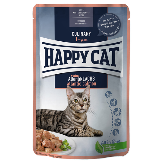 Happy Cat Pouch Meat in Sauce 12 x 85 g - Atlantic Salmon