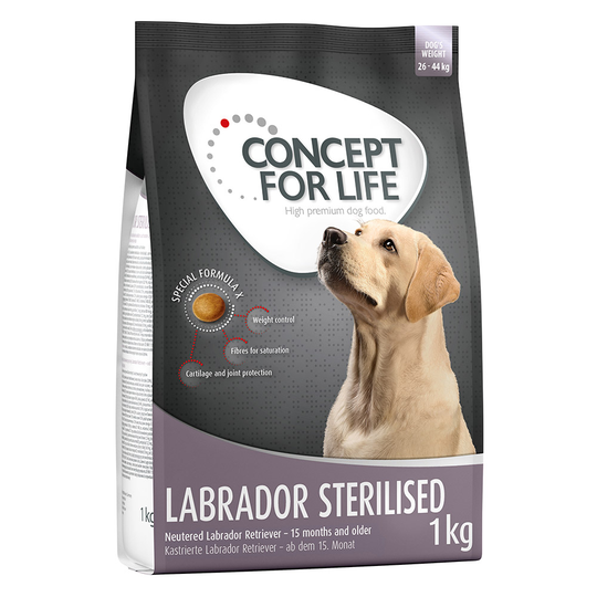 1 kg / 1,5 kg Concept for Life -koiranruokaa kokeiluhintaan! - 1 kg Labrador Sterilised
