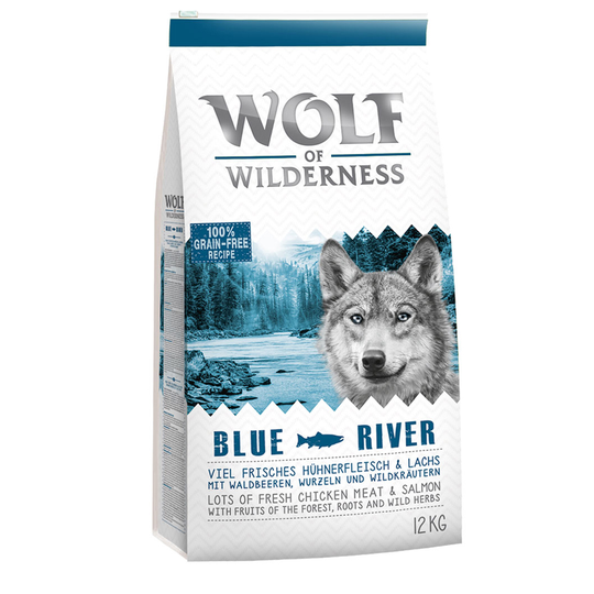 Wolf of Wilderness -säästöpakkaus 2 x 12 kg - Blue River Adult - lohi