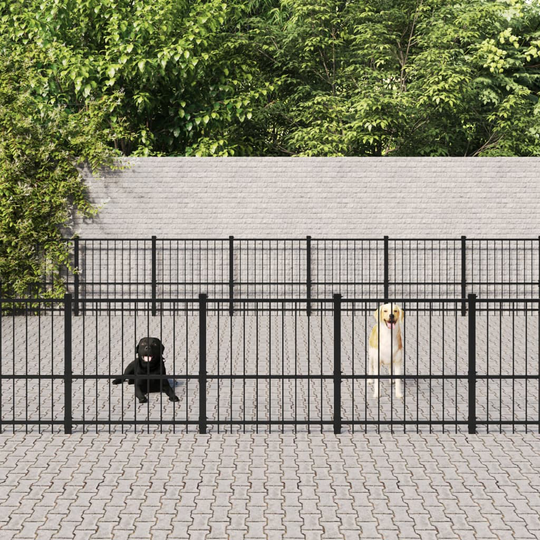 vidaXL Koiran ulkohäkki teräs 65,86 m²