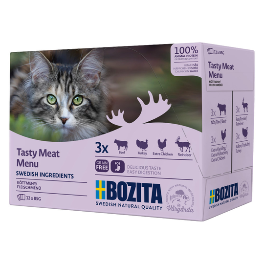 Bozita Chunks in Gravy Pouch 24 x 85 g - lihalajitelma (4 makua)