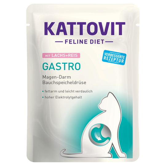 Kattovit Feline Gastro Pouch 24 x 85 g - lohi & riisi