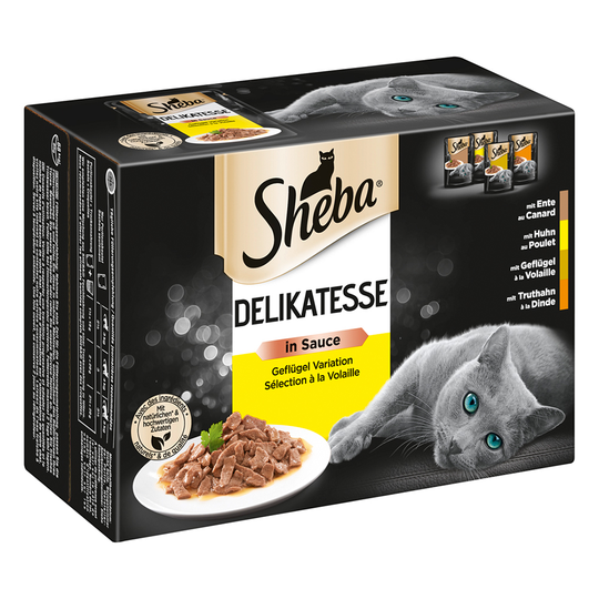 Sheba Selection kissanruoka 12 x 85 g: 10 + 2 pussia kaupan päälle! - Delicacies in Sauce, siipikarjalajitelma