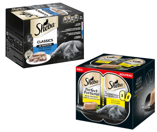48 x 85 g Sheba-rasiat + 48 x 37,5 g Perfect Portions -kanaruokaa erikoishintaan! - Classics in Pate