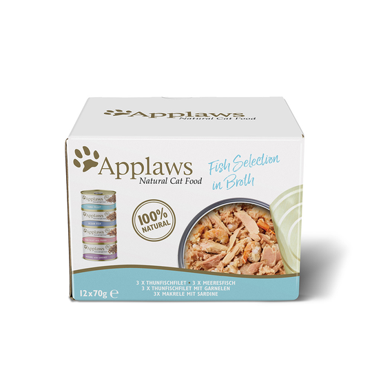 Applaws Adult -purkkilajitelmat 24 x 70 g - Fish Selection in Broth