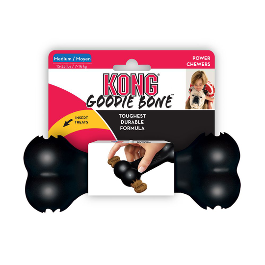 KONG Extreme Goodie Bone - Medium, musta: P 6,5 x L 17,8 x K 4,5 cm