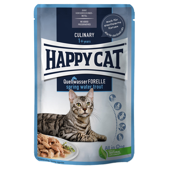 Happy Cat Pouch Meat in Sauce 12 x 85 g - Spring Water Trout