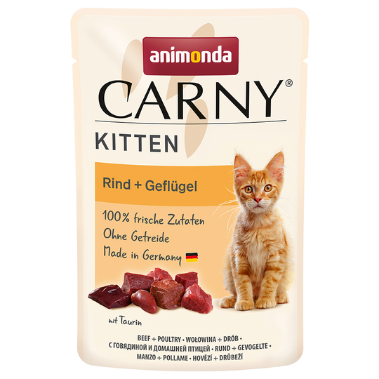 Animonda Carny Kitten Pouch 12 x 85 g - nauta + siipikarja