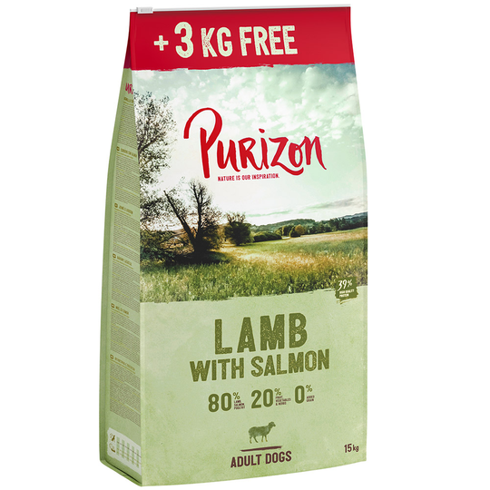 12 kg + 3 kg kaupan päälle! 15 kg Purizon - Lamb & Salmon