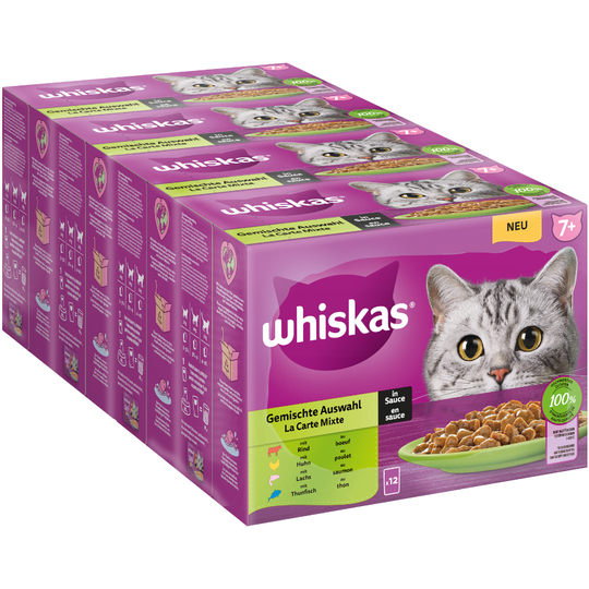 Whiskas Senior Pouches -lajitelma 48 x 85 g - 7+ kastikevalikoima