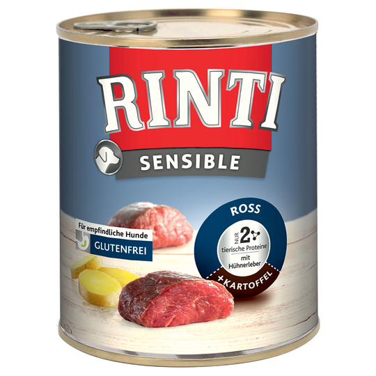 RINTI Sensible 6 x 800 g - hevonen, kananmaksa & peruna