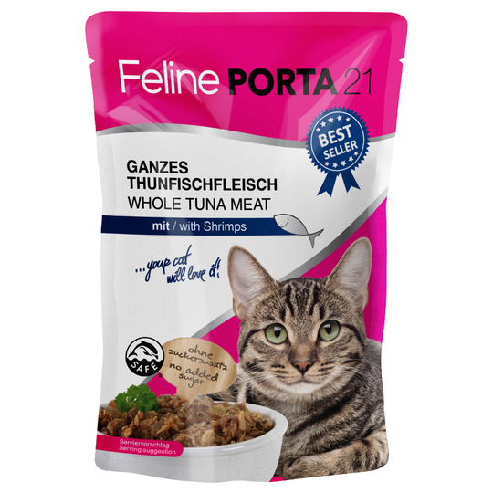 Feline Porta 21 -tuorepussit 6 x 100 g - tonnikala & katkarapu