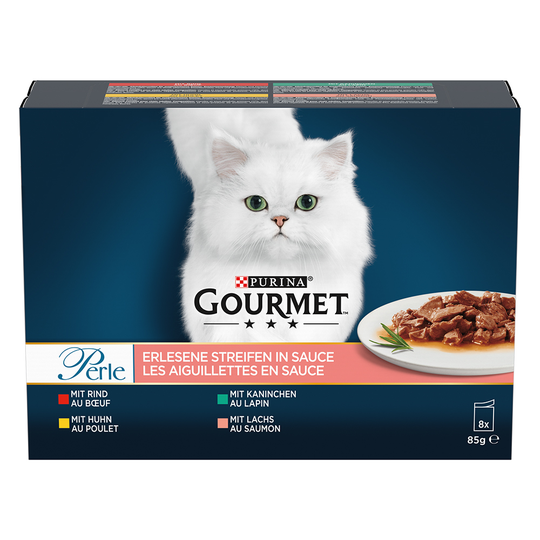 Gourmet Perle -monipakkaus 8 x 85 g - nauta, kani, lohi & kana