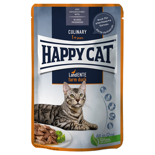 Happy Cat Pouch Meat in Sauce 12 x 85 g - Farm Duck