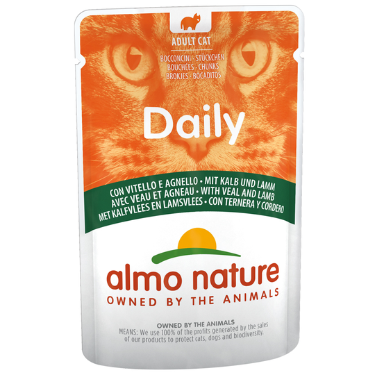 Almo Nature Daily Menu Pouch -säästöpakkaus 24 x 70 g - vasikka & lammas