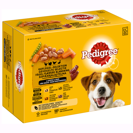 Pedigree Pouch in Sauce -monipakkaus - 12 x 100 g siipikarjalajitelma
