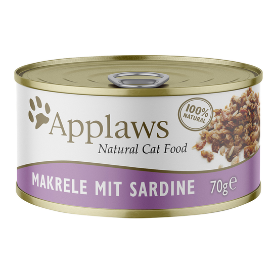 Applaws in Broth -kissanruoka 6 x 70 g - makrilli & sardiini