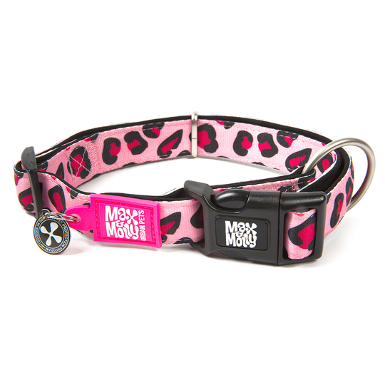 Max & Molly Smart ID Leopard Pink -kaulapanta - koko XS: kaulanympärys 22-35 cm, L 10 mm