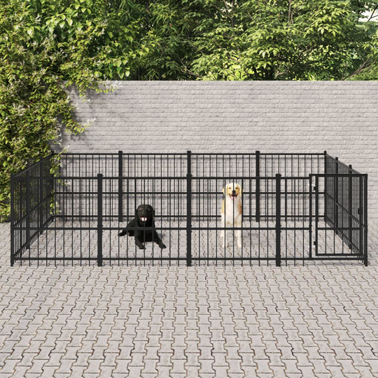 vidaXL Koiran ulkohäkki teräs 11,58 m²