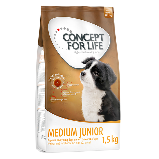 1 kg / 1,5 kg Concept for Life -koiranruokaa kokeiluhintaan! - 1,5 kg Medium Junior