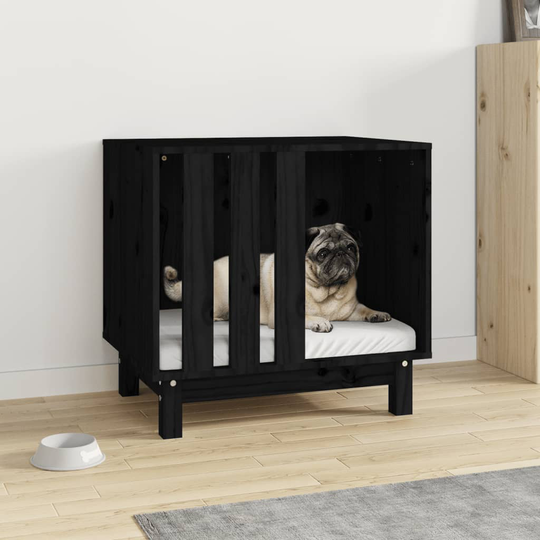 vidaXL Koirankoppi musta 60x45x57 cm täysi mänty